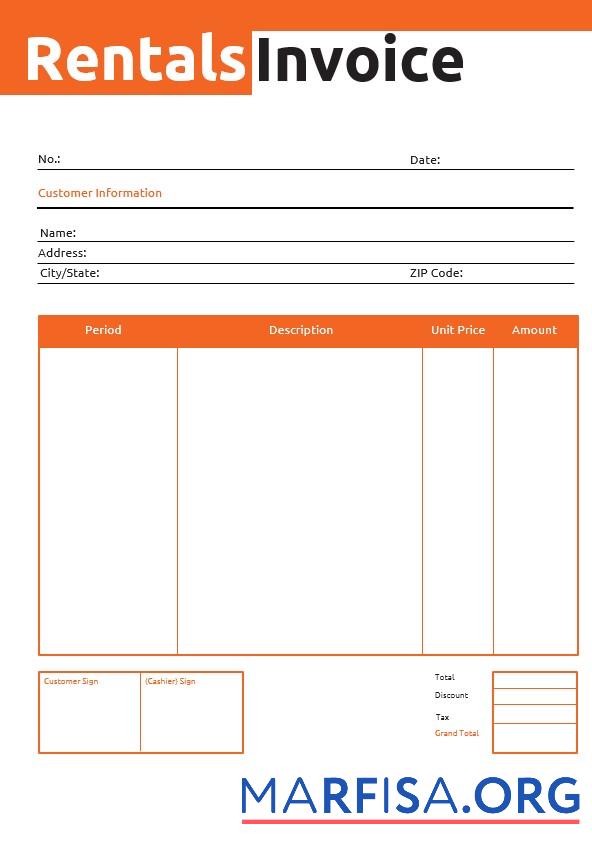 Printable Commercial Rental Invoice Template